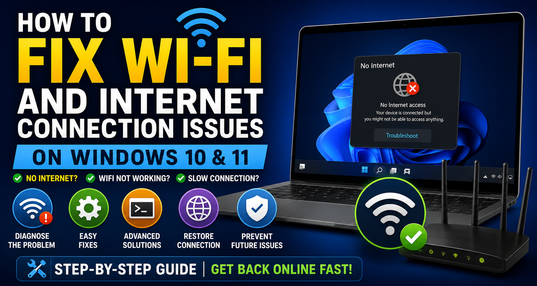 How to Fix Wi-Fi and Internet Connection Issues on Windows 10 & 11 - Click Master Academy how-to guide